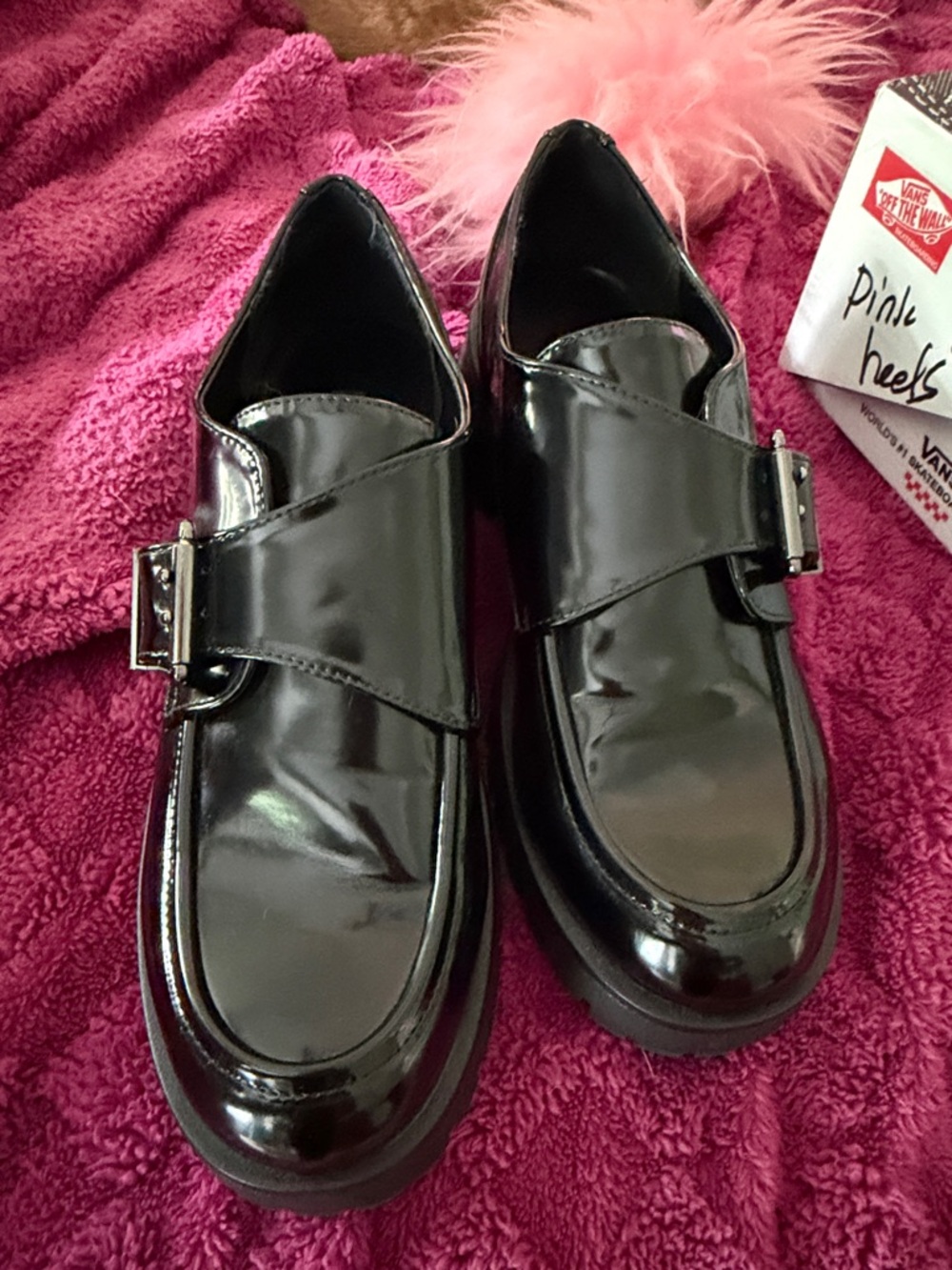Nine West Black Patent Buckle Loafers